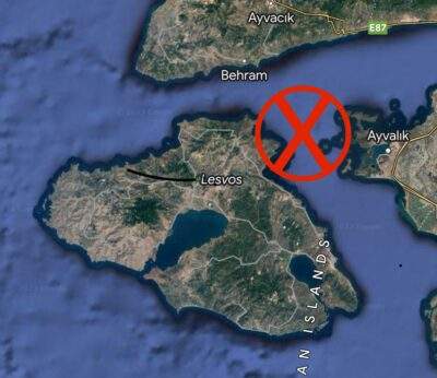Markierung der Stelle des Bootsunglücks vor Lesbos, Quelle: Aegean Boat Report